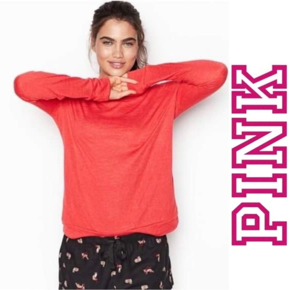 Victoria's Secret PINK | Long Sleeve Solid Red Layering Tee | Size Extra Small